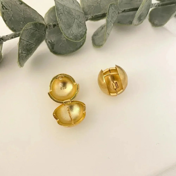 925 Sterling Silver Matte Ball Earrings Sphere Round Huggie Earrings - Picture 9 of 10